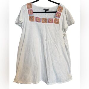 Lane Bryant White Embroidered Top NWOT